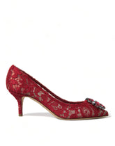 Dolce & Gabbana Red Taormina Lace Crystal Heels Pumps Shoes - EU36/US5.5