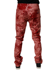 Dolce & Gabbana Red Tie Dye Cotton Skinny Men Denim Jeans - IT48 | M - Jeans