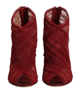 Dolce & Gabbana Red Tulle Ankle Boots Stiletto Heels Shoes - EU35.5/US5