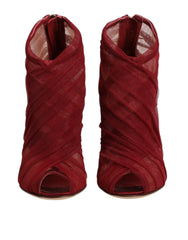 Dolce & Gabbana Red Tulle Ankle Boots Stiletto Heels Shoes - EU35.5/US5