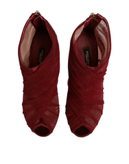 Dolce & Gabbana Red Tulle Ankle Boots Stiletto Heels Shoes - EU35.5/US5