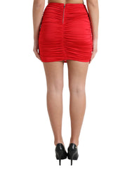 Dolce & Gabbana Red Viscose High Waist Fitted Pleated Skirt - IT40|S - Skirts