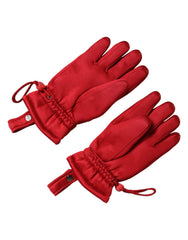 Dolce & Gabbana Red Viscose Motorcycle Biker Mitten Gloves - 9,5|L