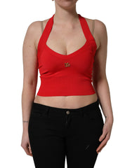 Dolce & Gabbana Red Viscose Sleeveless Halter Crop Tank Top - IT38 | XS
