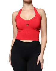 Dolce & Gabbana Red Viscose Sleeveless Halter Cropped Tank Top - IT38 | XS - Tank Tops