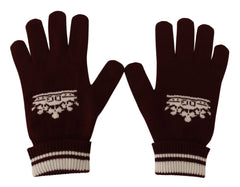 Dolce & Gabbana Red White D&G Logo Crown Cashmere Gloves - 9|L - Gloves & Mittens