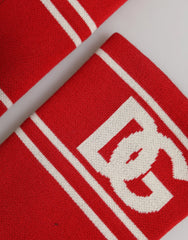 Dolce & Gabbana Red White DG Logo Cotton 1 Pair One SIze Wristband - Wristbands