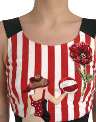 Dolce & Gabbana Red White Floral Sleeveless Sheath Midi Dress - IT36 | XS - Dresses