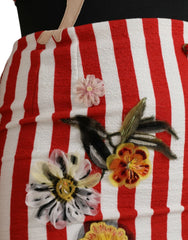 Dolce & Gabbana Red White Floral Sleeveless Sheath Midi Dress - IT36 | XS - Dresses