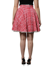 Dolce & Gabbana Red White High Waist A-line Above Knee Skirt - Skirts
