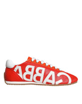 Dolce & Gabbana Red White Leather Logo Casual Sneakers Shoes - EU39/US8.5 - Sneakers