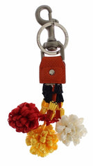 Dolce & Gabbana Red White Raffia Leather Clasp Finder Keyring Keychain - Keychains