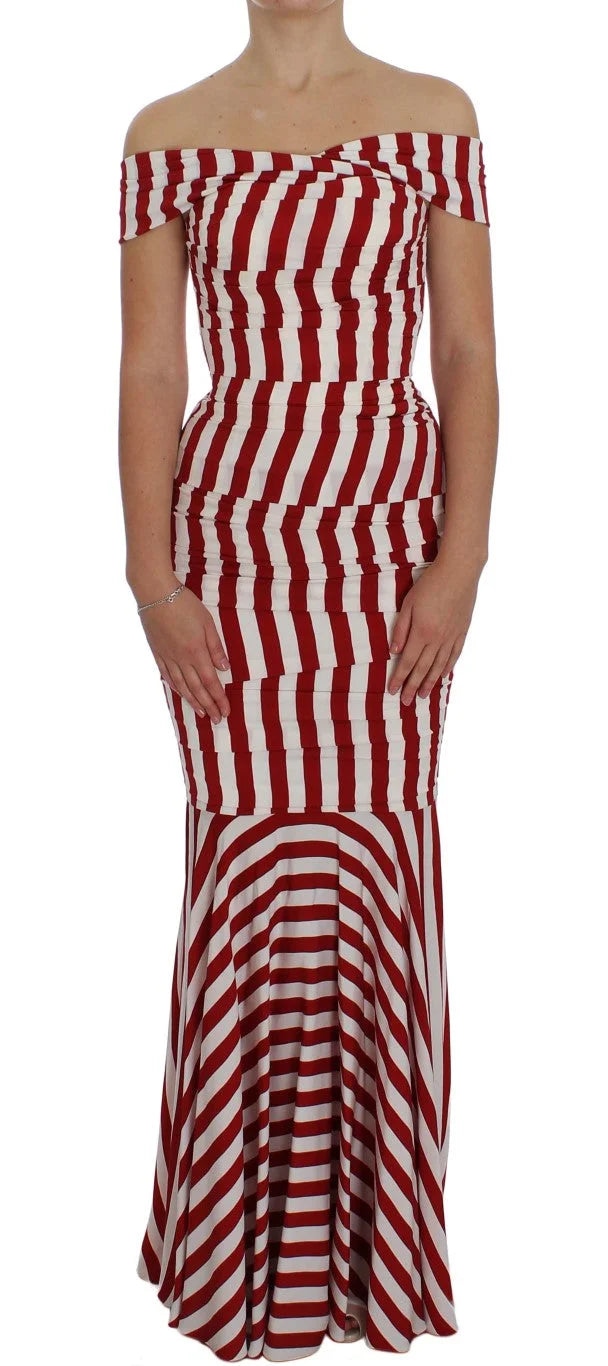 Dolce & Gabbana Red White Silk Stretch Dress - IT40|S - Dresses