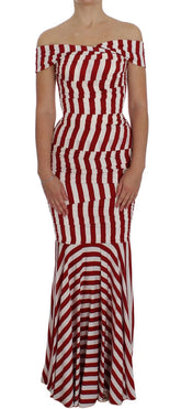 Dolce & Gabbana Red White Silk Stretch Dress - IT40|S - Dresses