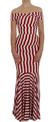 Dolce & Gabbana Red White Silk Stretch Dress - IT40|S - Dresses