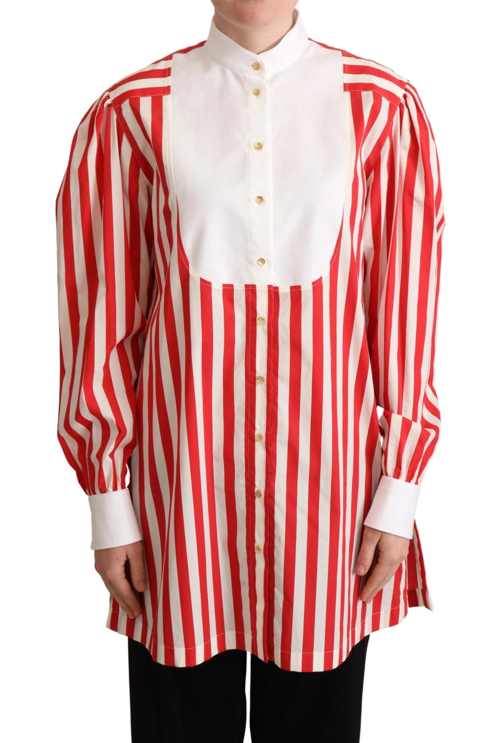 Dolce & Gabbana Red White Striped Long Sleeves Formal Shirt - IT40|S - Shirts