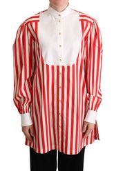 Dolce & Gabbana Red White Striped Long Sleeves Formal Shirt - IT40|S - Shirts