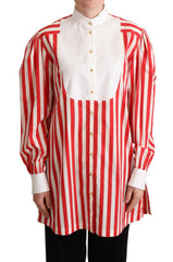 Dolce & Gabbana Red White Striped Long Sleeves Formal Shirt - IT40|S - Shirts