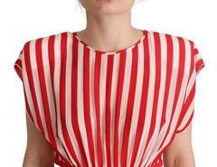 Dolce & Gabbana Red White Stripes Silk Mini A-line Dress - IT40|S - Dresses