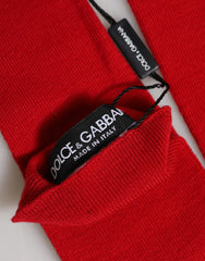 Dolce & Gabbana Red Wool Knitted Fingerless Elbow One Length Gloves - One Size