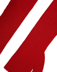 Dolce & Gabbana Red Wool Knitted Fingerless Elbow One Length Gloves - One Size