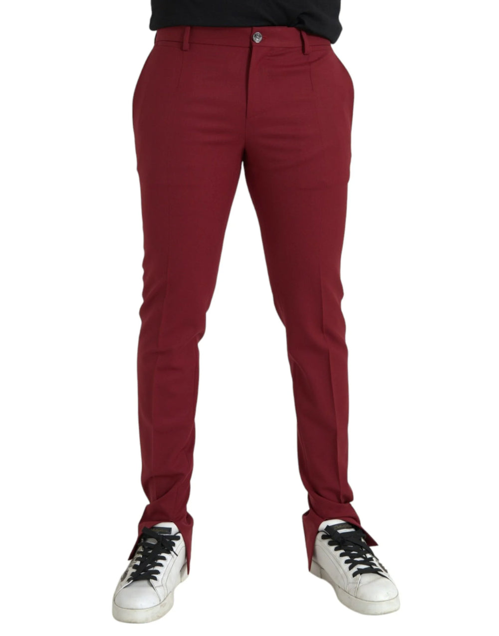 Dolce & Gabbana Red Wool Men Slim Fit Dress Pants - IT48 | M - Trousers
