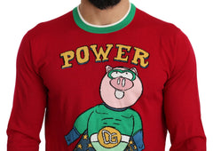 Dolce & Gabbana Red Wool Silk Pig of the Year Sweater - Sweaters