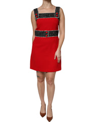 Dolce & Gabbana Red Wool Sleeveless A-line Flared Mini Dress - IT44 | L - Dresses
