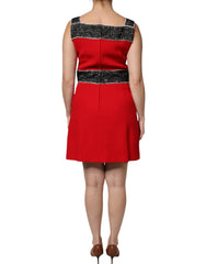 Dolce & Gabbana Red Wool Sleeveless A-line Flared Mini Dress - IT44 | L - Dresses