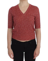 Dolce & Gabbana Red Wool Tweed Short Sleeve Sweater Pullover - IT38 - Sweaters