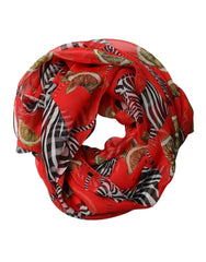 Dolce & Gabbana Red Zebra Print Silk Wrap Shawl Stole 200cm x 132cm Scarf