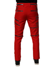 Dolce & Gabbana Red Zipper Embellished Straight Pants - IT48 | M - Chinos