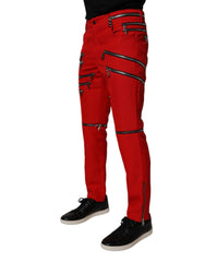 Dolce & Gabbana Red Zipper Embellished Straight Pants - IT48 | M - Chinos