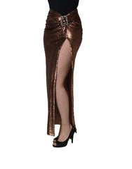 Dolce & Gabbana Rose Gold Embellished Sequinned Maxi Skirt - IT40|S