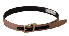 Dolce & Gabbana Rose Gold Leather Logo Engraved Metal Buckle Belt - 75 cm / 29,5 Inches - Belts