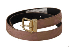 Dolce & Gabbana Rose Gold Leather Logo Engraved Metal Buckle Belt - 75 cm / 29,5 Inches - Belts