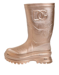 Dolce & Gabbana Rose Gold Rubber Pull On Rain Boots Shoes - EU41/US10.5 - Boots