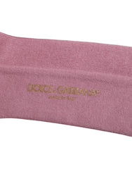 Dolce & Gabbana Rose Pink Cotton Over The Calf Socks - L - Crew Socks