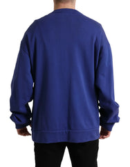 Dolce & Gabbana Royal Blue Cotton Crewneck Pullover Sweater - IT56 | XXL - Sweaters