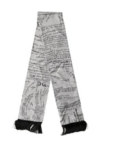 Dolce & Gabbana Scarf White Silk Script Logo Print Fringe 150cm x15cm Men