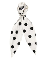 Dolce & Gabbana Scrunchie White Cotton Polka Dot Scarf Tie Accessory Hair