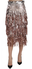 Dolce & Gabbana Sequin Embellished Fringe Midi Pencil Skirt - Skirts