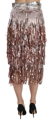 Dolce & Gabbana Sequin Embellished Fringe Midi Pencil Skirt - Skirts