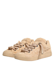 Dolce & Gabbana Topánky Béžové Tenisky s imitáciou Shearlingu - EU44/US11
