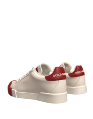 Dolce & Gabbana Shoes White Leather Logo Portofino Sneakers - EU35.5/US5 - Sneakers