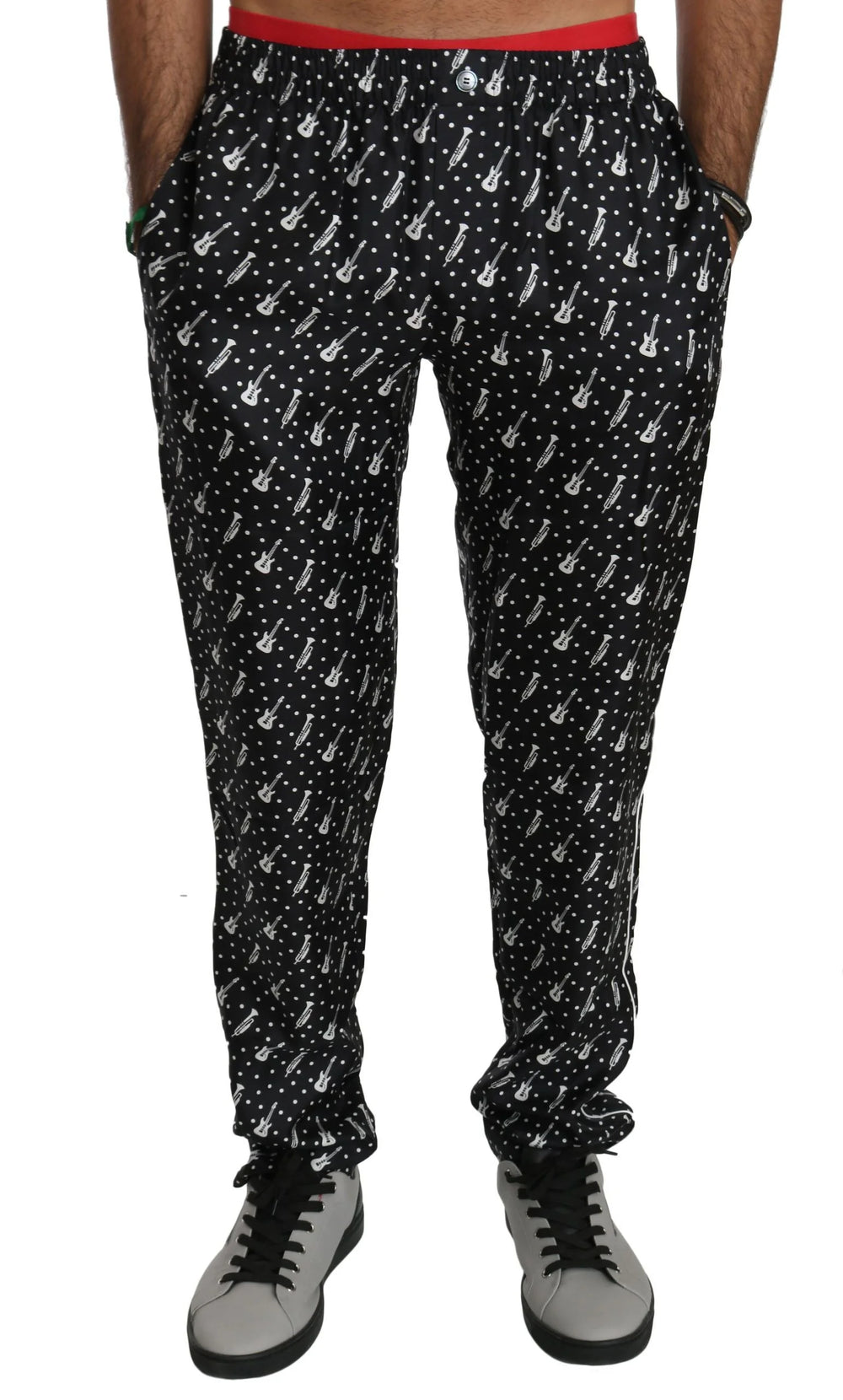 Dolce & Gabbana Silk Black Musical Instrument Trouser Pants - IT46 | S - Trousers