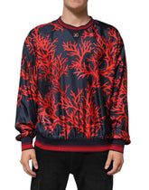 Dolce & Gabbana Silk Navy Red Coral Print Pullover Sweater - IT52 | XL - Sweaters