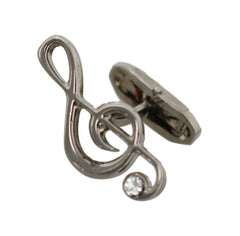 Dolce & Gabbana Silver Brass Tremble Clef Crystal Cufflinks - Cufflinks