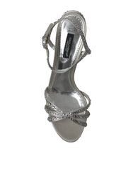 Dolce & Gabbana Silver Crystal Ankle Strap Sandals Shoes - Sandals