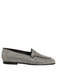 Dolce & Gabbana Silver Crystal Embellished Men Loafers Shoes - EU41/US8